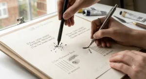 An illustration showing lead breakage differences when applying pressure to a 0.5 vs 0.7 mechanical pencil for drawing