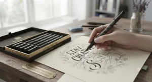 Creative hand lettering project created using a mix of the best fineliner pens for consistent, clean lines.