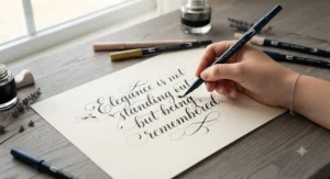Elegant modern calligraphy lettering style created using versatile brush pens