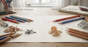 Testing lead breakage and sharpening quality between budget stationery and professional-grade coloured pencils.