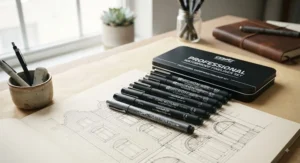 A professional collection of waterproof fineliner pens in varying nib sizes