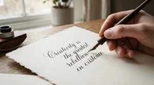 Black drawing ink for dip pens flowing smoothly onto thick cartridge paper