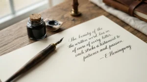 Modern calligraphy and dip pen lettering on smooth bristol board for ink drawing