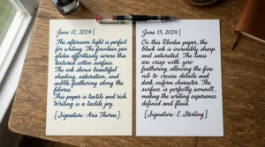 Comparing ink absorption properties on bristol board for ink drawing against standard paper