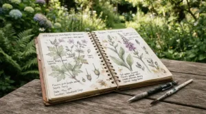 Delicate botanical study drawn on lightweight cartridge paper for drawing during a countryside walk.