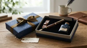 A beautifully boxed dip pen set under £25 presented as a creative birthday present