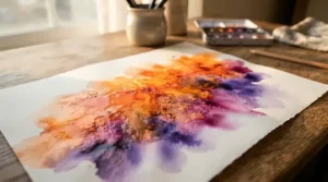 Vibrant sunset gradients being smoothed seamlessly with a blending brush for pastel art.
